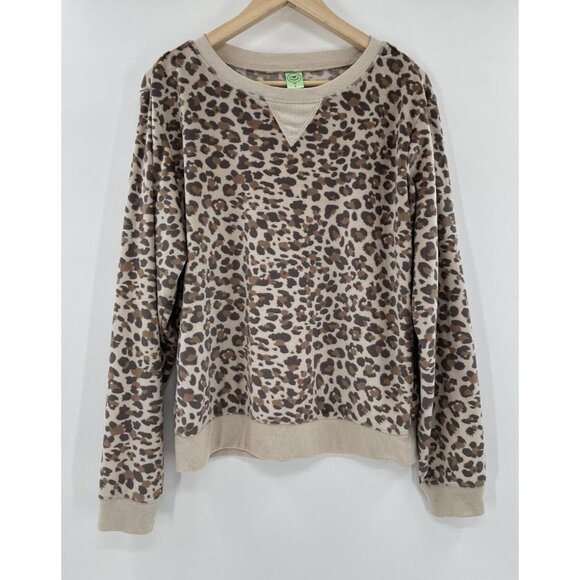 Honeydew Womens Pajama Top Size Large Brown Animal Print Lightweight Long Sleeve - Picture 1 of 6